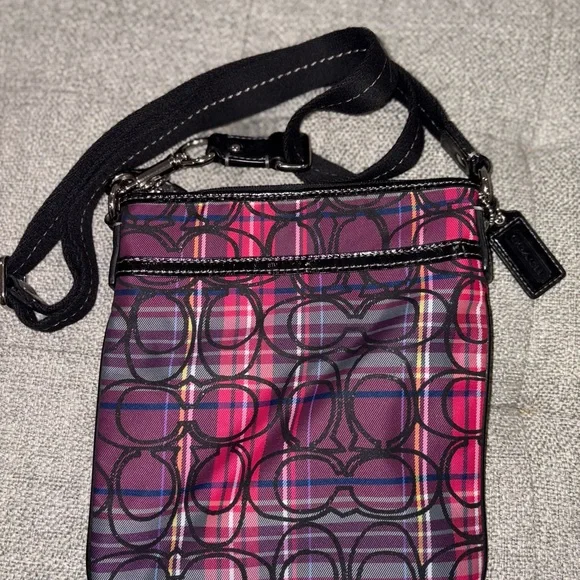 Pink Plaid Crossbody Coach Bag - Picture 2 of 4